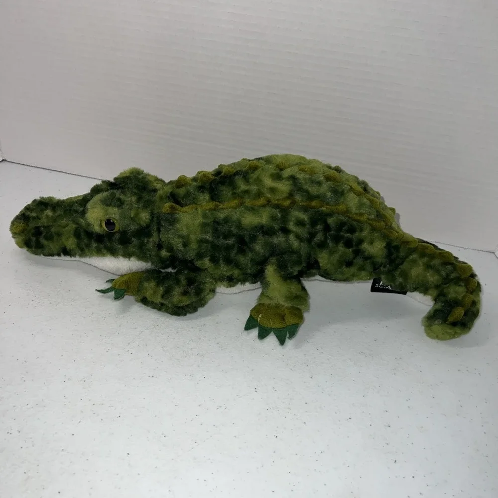 FAO Schwarz Alligator Plush Stuffed Animal Green Textured 15